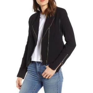 Blank NYC Black Crepe Front Moto‎ Crop Jacket